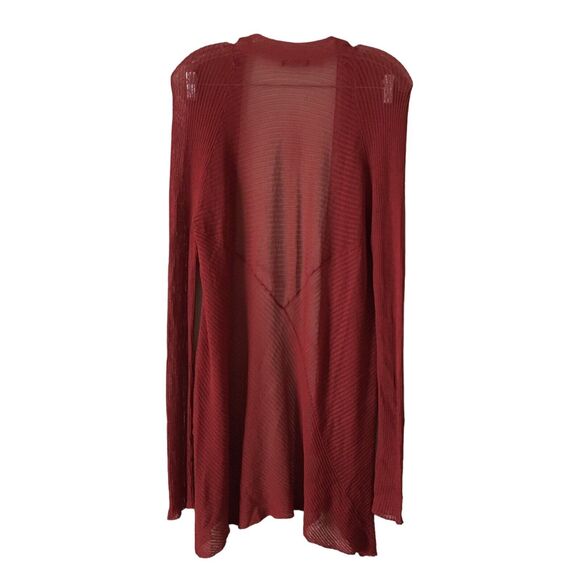 Eileen Fisher Women's Knit Top Cardigan Size M Red Sheer Long Sleeve Shawl - Picture 2 of 10